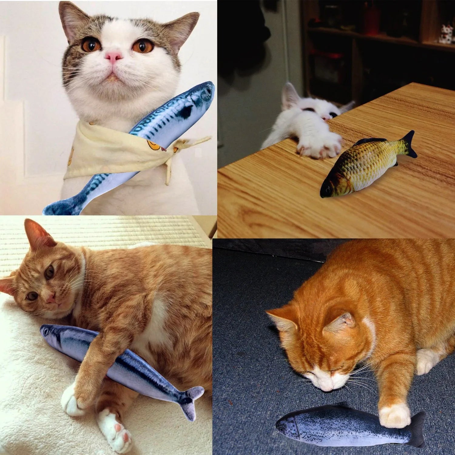 Plush Cat Fish Toy Cat Scratcher Catnip Toy Interactive Simulation Fish Cat Mint Fidget Toys Stuffed Playing Toy for Cat Kitten