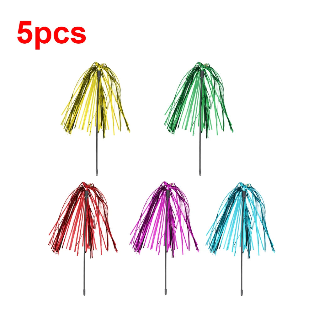5Pcs-15Pcs Cat Toys Feather Wand Kitten Cat Teaser Turkey Feather Interactive Stick Toy Wire Chaser Wand Toy Random Color
